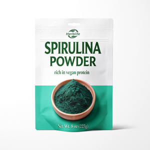 Poudre de spiruline pure OEM ODM en marque privée 8oz (227g), non-OGM, végétalienne, sans additifs, superaliment vert, riche en protéines végétales - Product Image 1