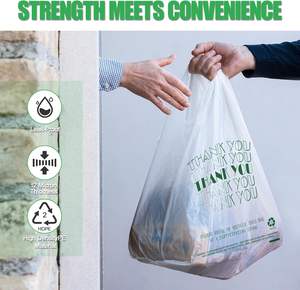 Sacs à provisions en plastique recyclables de conception de T-shirt de gousset latéral Sacs de marchandises de catégorie comestible avec des poignées pour l'usage de supermarché - Product Image 6