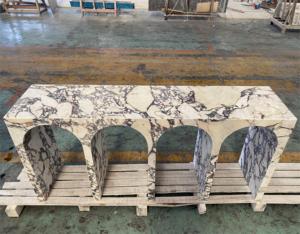Nordic Style Modern Stone Furniture - Archway Entryway Italian Calacatta Viola Marble <strong>Decorative</strong> Hallwayc Entrance Console <strong>Table</strong> - Product Image 4