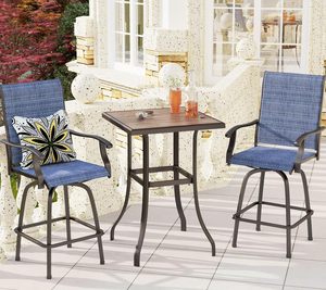 Dwoo moderno Patio jardín 3 piezas <span class=keywords><strong>Bar</strong></span> muebles conjunto ocio impermeable hierro marco <span class=keywords><strong>Bar</strong></span> sillas Mesa conjunto - Product Image 1