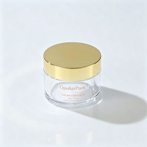 Pot en plastique PS rond transparent avec couvercle doré, logo personnalisé, 10g, 15g, 20g, 30g, 50g - Product Image 1