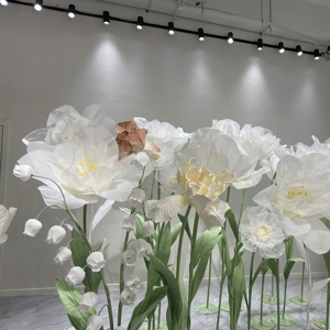 H-670 fiori di Organza di seta in piedi giganti grande sfondo di fiori di papavero di peonia rosa di alta qualità per la decorazione della festa dell'evento di nozze - Product Image 4