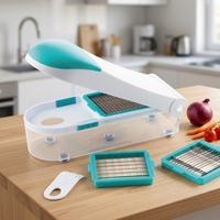 Ecologische plastic snijder, groentesnijder, aardappel schiller, kaassnijder, groentesnijder, knoflookpers, afgietbak, mandoline