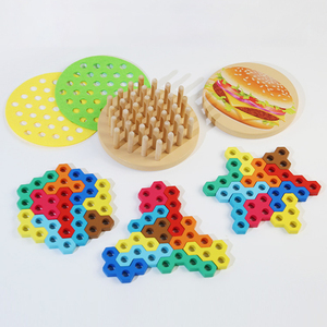 Unisex puzzle 3D in legno giocattolo educativo sensoriale per bambini 5-7 anni Hot Dog colonna Hamburger costruzione blocco incoraggia logico - Product Image 6