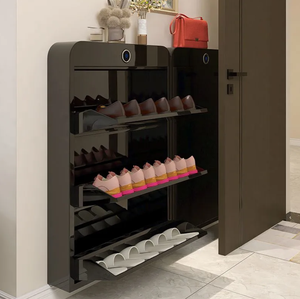 Zapatero Inteligente con Desinfección, Diseño Moderno de Madera y Metal, Desodorización y Esterilización, Ultrafino, Ahorra Espacio, Ideal para Apartamentos Pequeños - Product Image 1