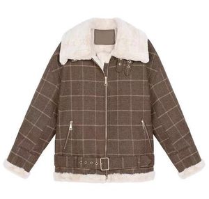 Veste en <span class=keywords><strong>laine</strong></span> <span class=keywords><strong>pour</strong></span> femme, trench-coat ample en tweed à carreaux, vêtement <span class=keywords><strong>pour</strong></span> femme, vêtement de style swallow - Product Image 2