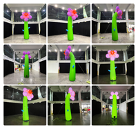 Fleur gonflable personnalisée avec tige de 4,4 m, éclairage LED, fleurs géantes violettes, roses, rouges, décoration gonflable pour parc, festival de musique