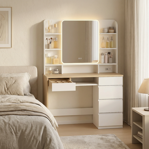 Escritorio <span class=keywords><strong>de</strong></span> <span class=keywords><strong>Maquillaje</strong></span> LED Ecológico con Carga Integrada y Almacenamiento Incorporado para Hogares Contemporáneos - Product Image 1