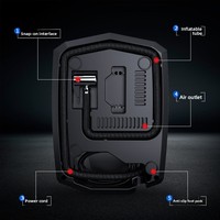 Pompe à air électrique portable pour voiture et gonfleur de pneus haute puissance 12V en ABS avec affichage numérique et manomètre, voyant d'avertissement