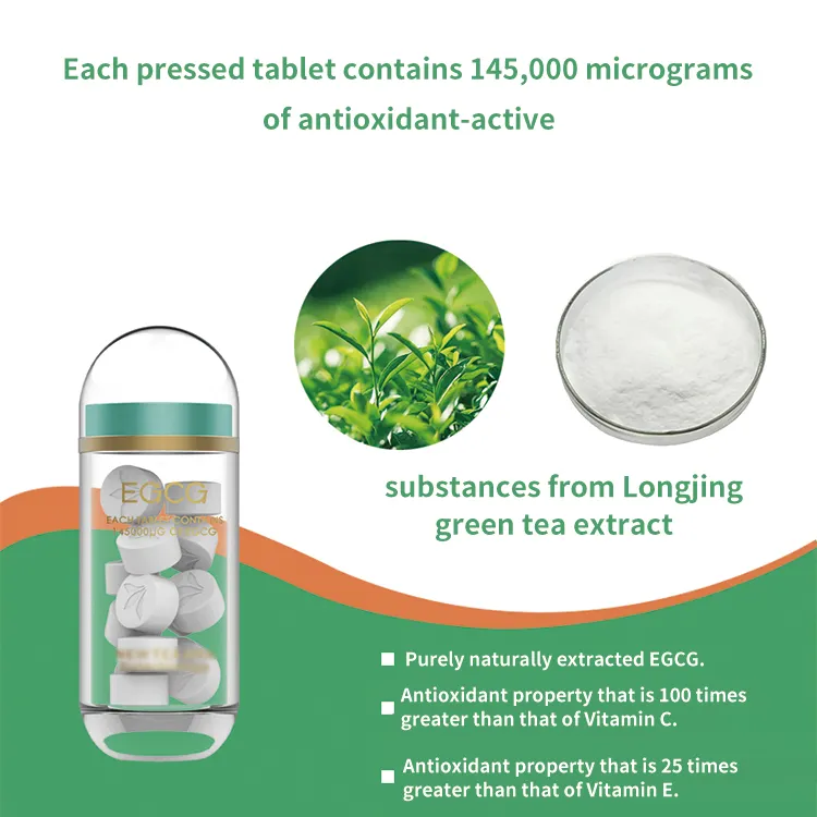 EGCG, gelişmiş antioksidan destek ve bağışıklık artışı için sıkıştırılmış Tablet şekerini zenginleştirdi
