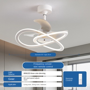 Lámpara de Techo Moderna Nórdica con Ventilador de Techo Inteligente con Conversión de Frecuencia de CA, LED, para Sala de Estar, Dormitorio, Comedor, Cristal - Product Image 4