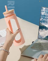 Meilleures ventes 2026 : Gobelet en verre de 20 oz sans BPA avec manchon en silicone, couvercle en bambou et pailles réutilisables