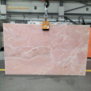 Losas de Piedra de Mármol Ónix Rosa Pulido Translúcido Retroiluminado Natural Personalizado de Stonelink para Azulejos y Cubiertas de Tocadores - Product Image 1