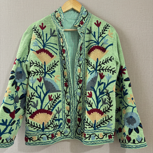 Chaqueta Blusón Hecha a Mano para Mujer, Otoño/Invierno, Transpirable, 100% Algodón, Estilo Bata, Forro de Seda Floral - Product Image 2