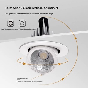 Foco Empotrable de Aluminio COB con Iluminación de Espectro Completo, Rotación de 360° y Inclinación de 75° para Tiendas de Vestidos de Novia y Tiendas de Ropa - Product Image 2
