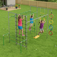 Red de Cuerdas para Escalar Tipo Monkey Bar, Columpio, Trapecio y Anillo para Niños Pequeños, Gimnasio al Aire Libre, Jardín, Preescolar y Jardín de Infancia