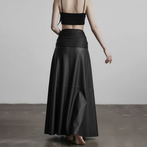 กระโปรงมิดิทรงพลีทผ้าโพลีเอสเตอร์สไตล์พังก์สำหรับผู้หญิง แต่งระบายแบบรัดรูป สไตล์ดาร์กโกธิค สตรีทแวร์ ผูกด้านข้าง - Product Image 5