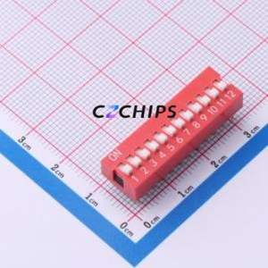 SMQS-12R-TP DIP Switch Switch ( Type: Flat Toggle, Raised Type )( Number of Switch Sections: 12 )( Lead Spacing: 2.54mm ) - Product Image 1