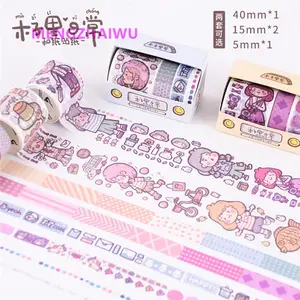no stock Stationery journal stickers tape japanese decoration washi tape box set pink cute printed girls washi tape