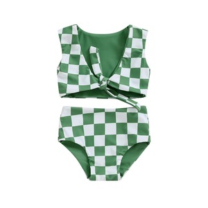 Verano playa vacaciones niña traje de baño 2 piezas conjunto de baño estilo Vintage cintura alta Bottoms - Product Image 3