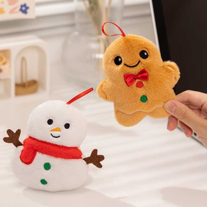 Low MOQ Cute Xmas Cookie Man Keychain Cartoon Plush Toys Stuffed Animal Toys Soft Cute Mini <b>Claw</b> <b>Machine</b> Toys for <b>Kids</b> Party Bag - Product Image 1