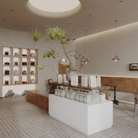 Ensemble complet de mobilier d'intérieur clé en main pour café en bois : comptoir de bar, vitrine et autres meubles pour restaurant, pâtisserie et salon de thé