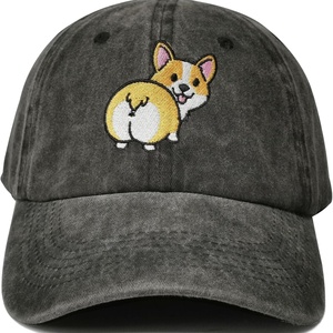 Casquette de baseball noire délavée brodée à pois animaux, style sportif, ajustable, en coton, pour homme et femme - Product Image 2