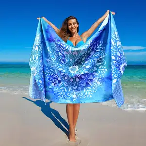 Custom Microfiber Sublimated Printed Logo Sports Promotion Personalized Soft Beach Towel On Beach