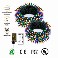 Guirnalda de Luces LED de Navidad con Cable Verde IP65, Luces Decorativas para Árbol, Valla y Jardín