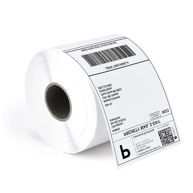 Blanc Blanc 4X6 Pouces Direct Thermique Expédition Papier Étiquette Rouleau Code À Barres Autocollant 100x150 Étiquette Thermique