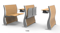 Collège Tip-up Table d'école et chaises Bureau d'école en bois avec chaises de classe en bois Sièges de salle de conférence avec bureau