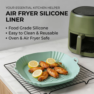 Set di Rivestimenti Riutilizzabili in Silicone per <span class=keywords><strong>Friggitrice</strong></span> <span class=keywords><strong>ad</strong></span> <span class=keywords><strong>Aria</strong></span>, <span class=keywords><strong>Accessori</strong></span> per Cestello Quadrato Antiaderente Resistente al Calore Senza BPA di Grado Alimentare - Product Image 3