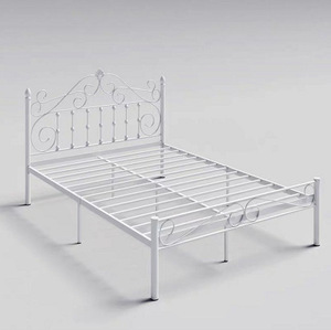 Lit de style scandinave minimaliste en fer forgé et acier, à quatre poteaux, pour chambre à coucher, lit king size pour hôtel, en métal - Product Image 6