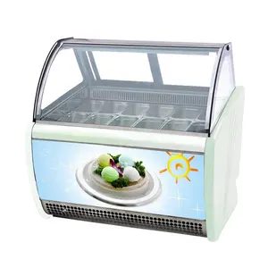 16 pan ice cream tủ trưng bày ý máy làm kem gelato hiển thị tủ lạnh giá