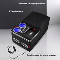 Organisateur de console centrale M4 avec support de téléphone à chargement sans fil et porte-gobelets pour voiture, minivan et camionnette