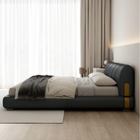 Lit rembourré en cuir écologique de luxe - Meubles de chambre à coucher moderne de taille king-size