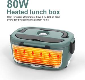 Boîte à lunch électrique chauffante portable pour enfants, avec doublure en acier inoxydable, 110v/12v, pour voiture, bureau, avec sac de transport - Product Image 3