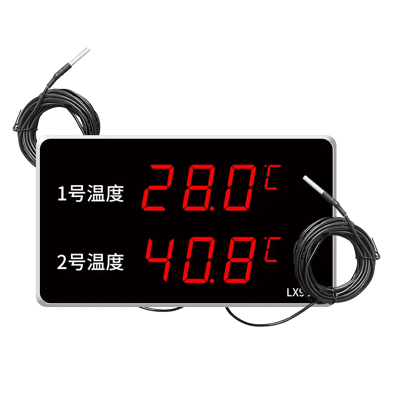 Large Screen Wall Mounted Digital Room Temperature with Dual Probe Swimming Pool Thermometer Ntc Temperature Sensor 3 Years 1pc