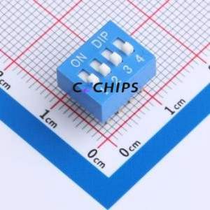 DR-04LT DIP Switch Through hole Component (THT),P=2.54mm Switch Flat Toggle, Raised Type Single Pole Single Throw 4 2.54mm - Product Image 1