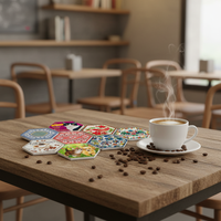 Sous-verres en céramique absorbants et brillants, lot de 6 avec base en liège, design moderne, écologiques