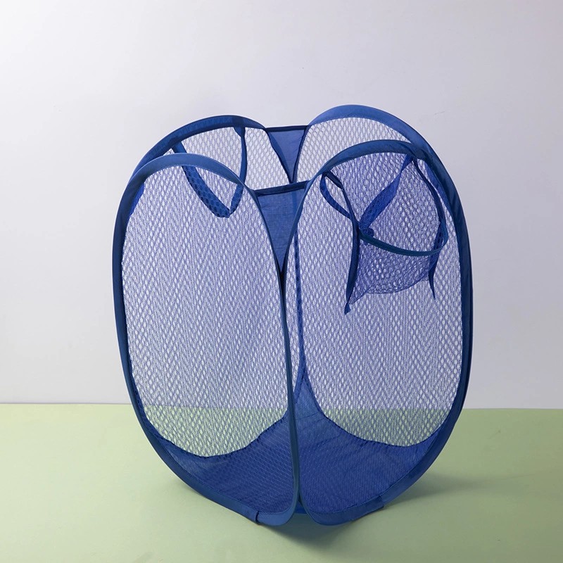 Foldable nylon mesh pop-up organization storage household candy color Home family storage Toy container Laundry basket bag