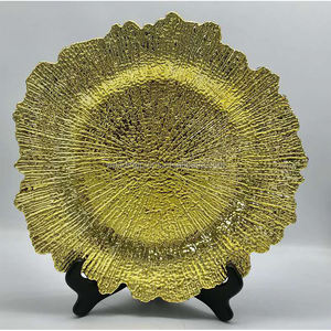 Piring Pengisi Daya Emas Bulat Dekorasi Peralatan Makan Pernikahan - Product Image 1