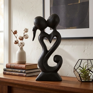 Estatua de Pareja Besándose en Madera Suar Negra, Figura de Corazón, Escultura de Madera Hecha a Mano, Artesanía de Bali, Decoración del Hogar, Idea de Regalo de Boda - Product Image 4