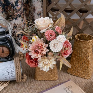 ช่อดอกไม้ประดิษฐ์ CallaFloral กุหลาบพลาสติก ผ้าทอ สำหรับตกแต่งงานแต่งงาน ตกแต่งบ้าน ถ่ายภาพกลางแจ้ง - Product Image 1