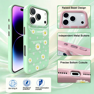 Étui <span class=keywords><strong>de</strong></span> <span class=keywords><strong>téléphone</strong></span> en cuir PU souple et élégant à motif floral à pois pour iPhone 17, découpes inférieures précises, <span class=keywords><strong>coque</strong></span> fine et antichoc - Product Image 1