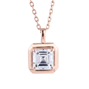 Collier pendentif en moissanite taille Asscher, en argent sterling 925, avec pierre précieuse solitaire, bijoux fins pour femmes, vente en gros - Product Image 3