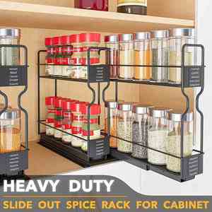 2 Pack 2 Tier Pull Out <b>Spice</b> <b>Rack</b> Organizer for Cabinet <b>Rotating</b> <b>Spice</b> <b>Rack</b> Organizer Seasoning Organize - Product Image 3