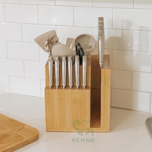 Non-Slip Bamboo <b>Magnetic</b> Storage Holder for Chef's Knives, Steak Knives, Spatulas Scissors Ideal Kitchen Countertop Organizer - Product Image 1