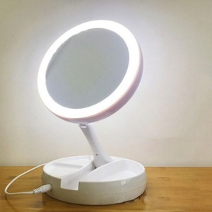 Custom Logo Small Desktop <b>Table</b> Cosmetic <b>Folding</b> LED Makeup Mirror with USB Rechargeable - Product Image 5