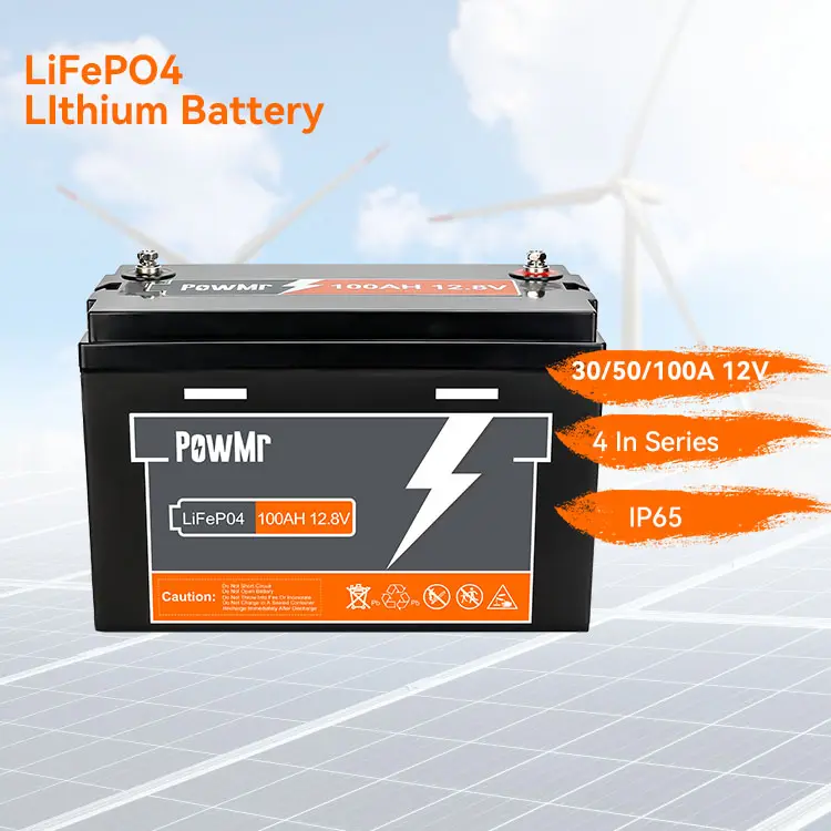 Powmr Trọng lượng nhẹ 100Ah 12.8V năng lượng lưu trữ LiFePO4 Pin 100Ah Lithium ion thay thế pin axít chì